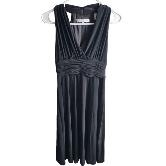 Evan Picone womens Sz 6 Midi Dress Black Formal V Neck Sleeveless - Picture 1 of 3